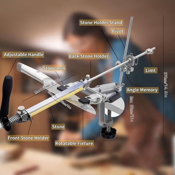 Knife Sharpening Kit RX-009 Precision System with 360 Flip Rotation and Adjustable Clip for Chef Kitchen Knives
