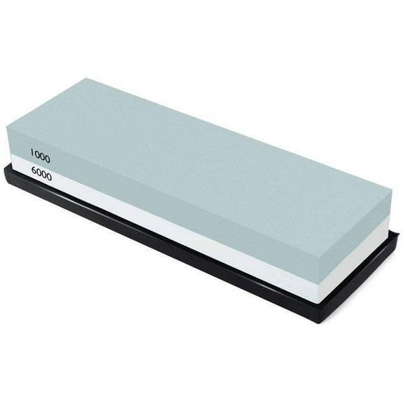 Knife Sharpening Stone Combination Dual Sided Grit With Base for Sharpening and Polishing Tool with Anti Slip Base for Kitchen Knives, Hunting Knives, Pocket Knives and Tool Blades (1000/6000)