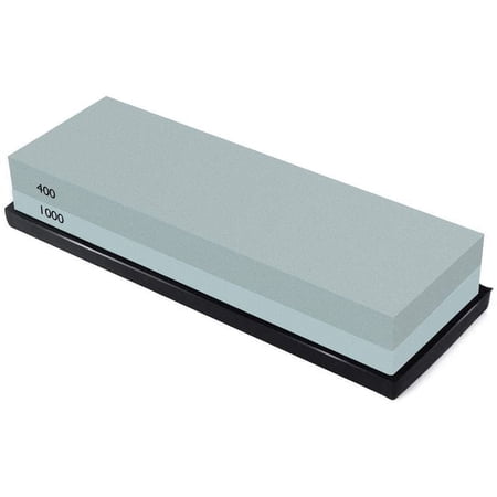 Knife Sharpening Stone Combination Dual Sided Grit With Base for Sharpening and Polishing Tool with Non-Slip Base for Kitchen Knives, Hunting Knives, Pocket Knives and Tool Blades (400/1000)