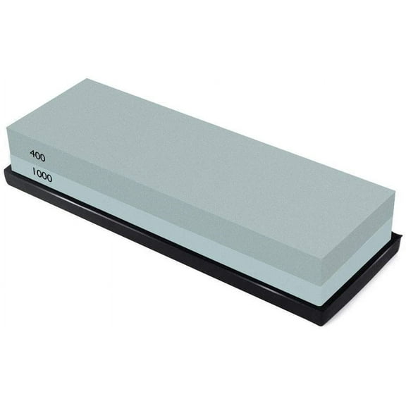 Knife Sharpening Stone Combination Dual Sided Grit With Base for Sharpening and Polishing Tool with Non-Slip Base for Kitchen Knives, Hunting Knives, Pocket Knives and Tool Blades (400/1000)