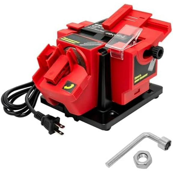 Knife Sharpening Stone Kit, Adjustable Drill Bit Sharpener, 0-51MM Multi Tool Blade Sharpener, Knife & Chisel & HSS Drill Electric Multitask Sharpening Machine, VZM-WZW-FC3465, Red