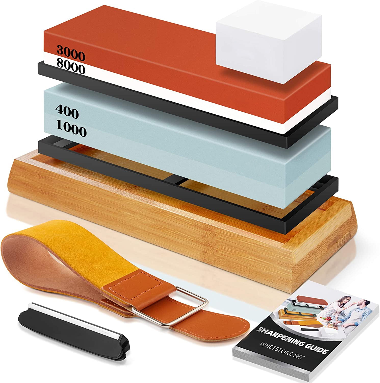 Knife Sharpening Stone Set, BUSATIA Professional Sharpener Stone Kit