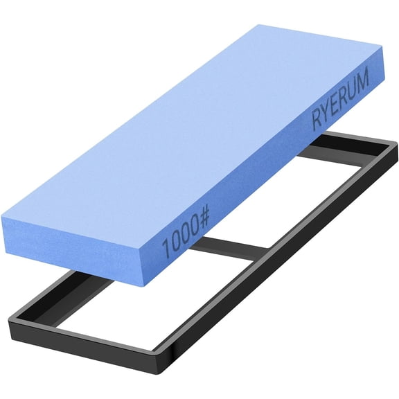 Knife Sharpening Stone Whetstone 1000 Grit Knife Sharpener Enough for Daily Sharpening Stone With 2 Non-Slip Rubber Bases,Safety and Easy to Use For Beginners
