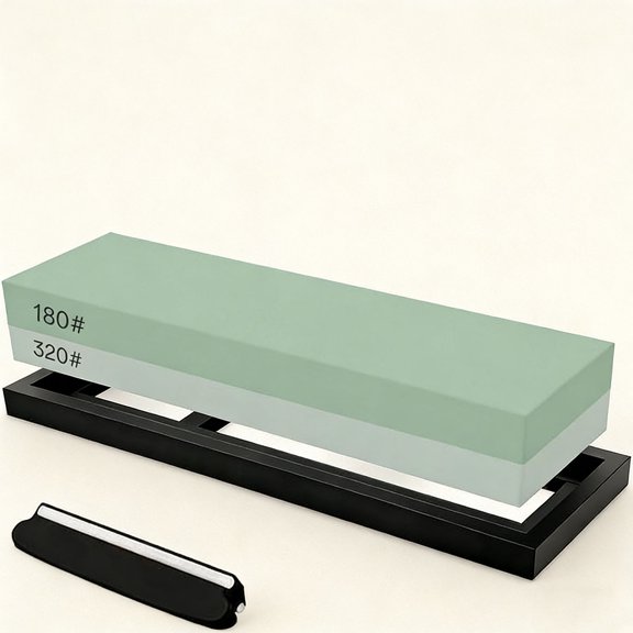 Knife Sharpening Stone, Whetstone Set 2 Side 180/320 Grit for Sharpening Chisel Blades, Knives, Scissor Blades with Non-slip Rubber Base and Angle Guide