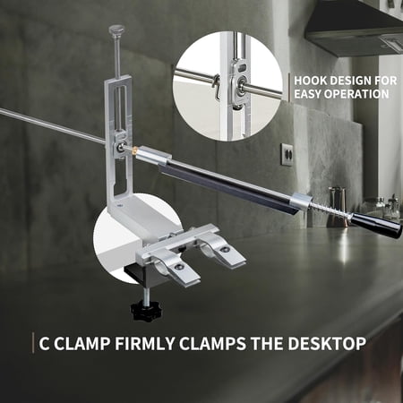 Knife Sharpening System 360 ° Flip Quick C-Clamp Fix Angled Sharpener Adjustable Dual Clip Kit with 4 Diamond Stones 2 Water Stones for Chef Hunting Pocket Knives