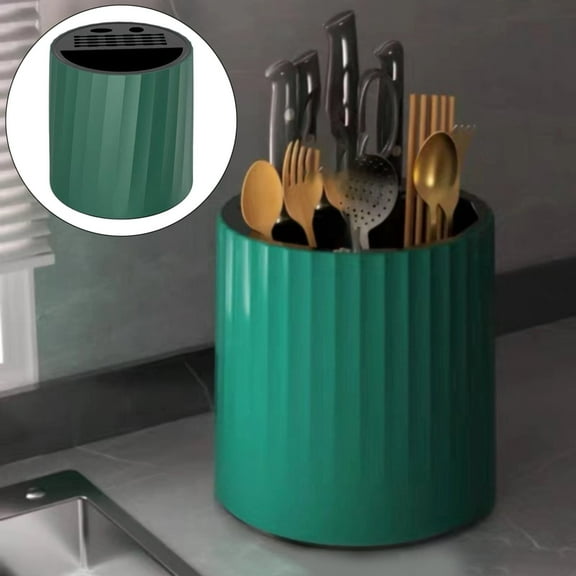 A Knife Storage Bucket Clearance! Storage Stand 360 Rotation Cylinder Kitchen Cutter Holder Multiple Slot Block Holder for Chopsticks Spoons Forks Rack