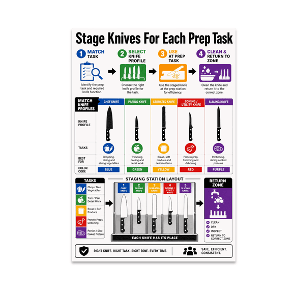 Knife Task Organization Chart - Culinary Enthusiast - 13x19 Poster Print