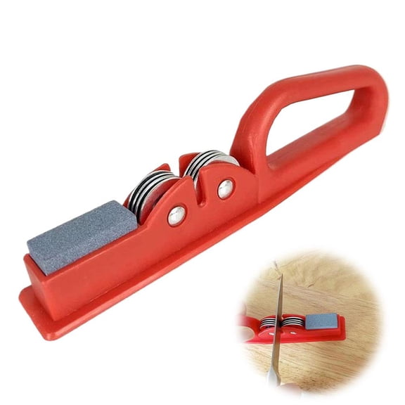 Knife and Scissor Sharpener, Compact Manual Sharpening Tool with Ceramic Wheels for Kitchen Shears