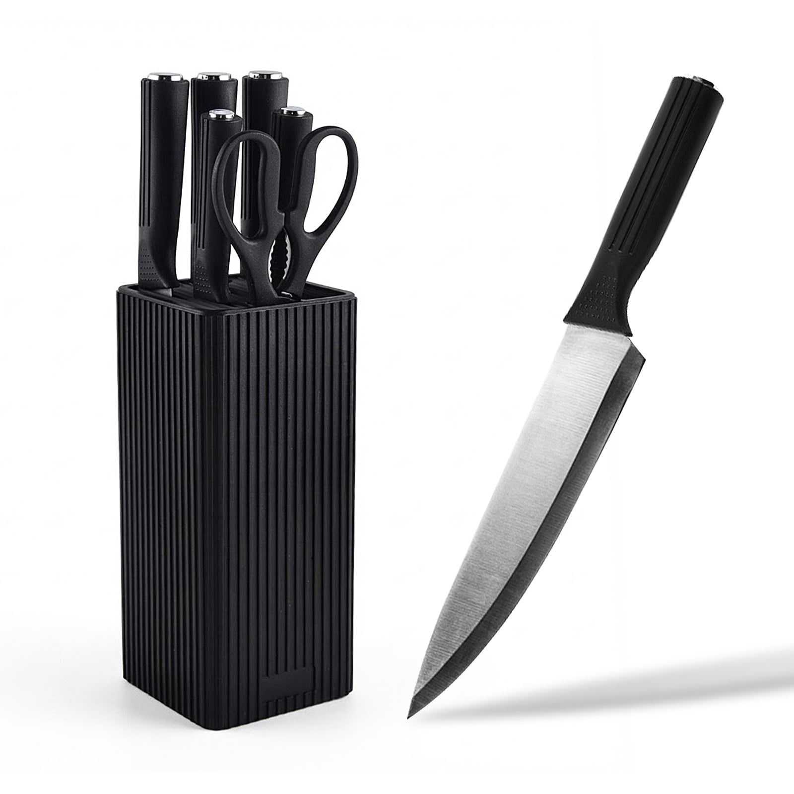 Knife set, 7-piece high-end kitchen knife set, with universal knife holder, rust proof and non stick high carbon stainless steel kitchen special sharp chef knife, can be placed in dishwasher