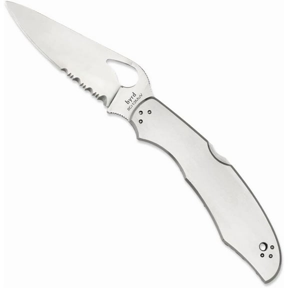 Knife with 3.75 Steel Blade and Durable Stainless Steel Handle - CombinationEdge - BY03PS2