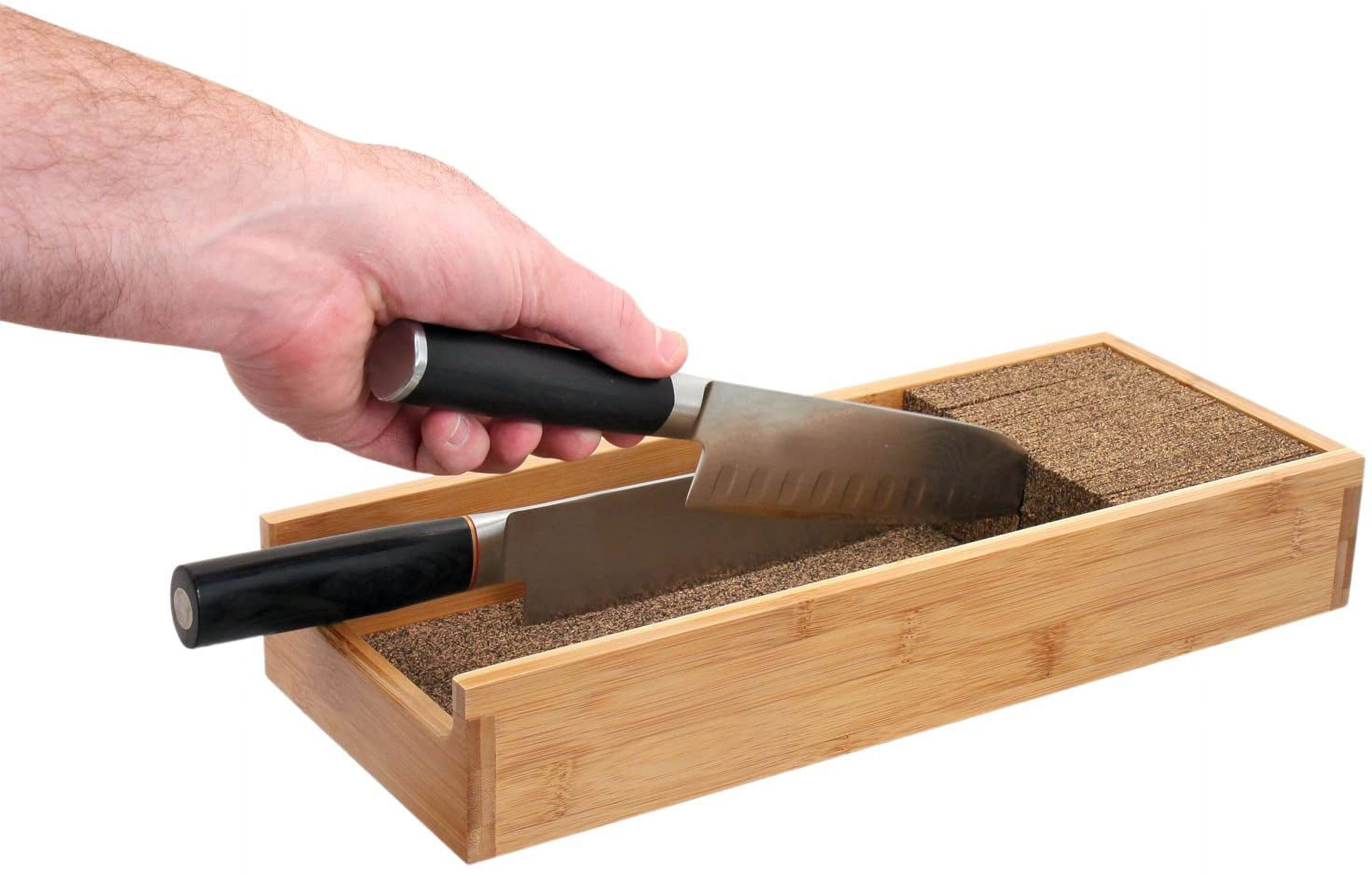 Kitchen Essentials Bamboo Knife Dock Drawer Organizer