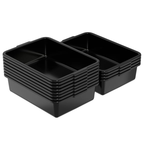 Knifefish 12 Packs Bus Utility Box, 13 L Plastic Restaurant Bus Tubs Tote, Black