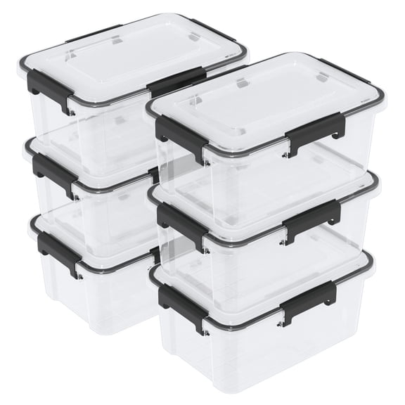 Knifefish 6 Packs 12 Quart Clear Plastic Stackable Gasket Box with Tight Seal