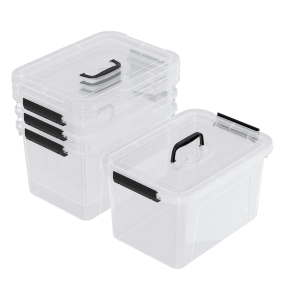 Knifefish Clear Plastic Storage Containers Bins Boxes with Lids and Handles, 10.5 L Clear Storage Latch Box, 4 Packs