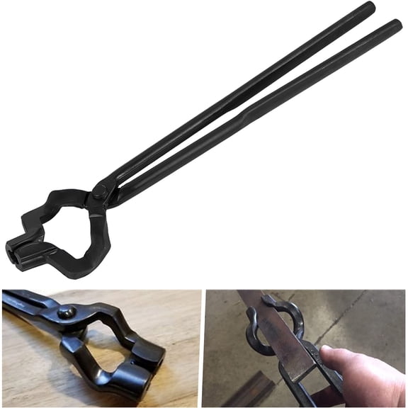 Knifemaking and Blacksmithing Tongs, 16" Z V-Bit Tongs Ideal for Beginner and Seasoned Blacksmiths & Bladesmiths, Z-Jaw Offset Knife Making Tongs Blacksmith Z Type Tongs with V-Bit Jaws Y101