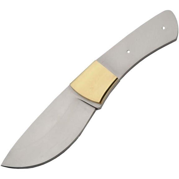 SZCO 8 Inch Stainless Steel Large Drop Point Blade Blank Wide Drop Point Knife Blank with Brass Bolster 8 Gauge Craft Blade