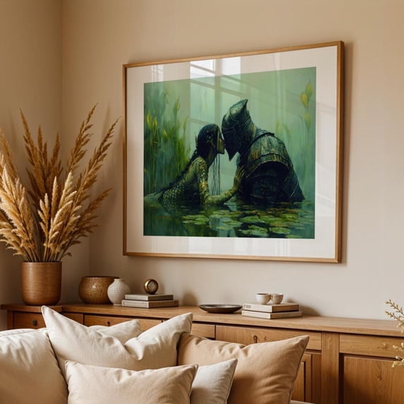 Knight And Nymph Wall Art Prints, Moody Dark Academia, Lake, Goth ...
