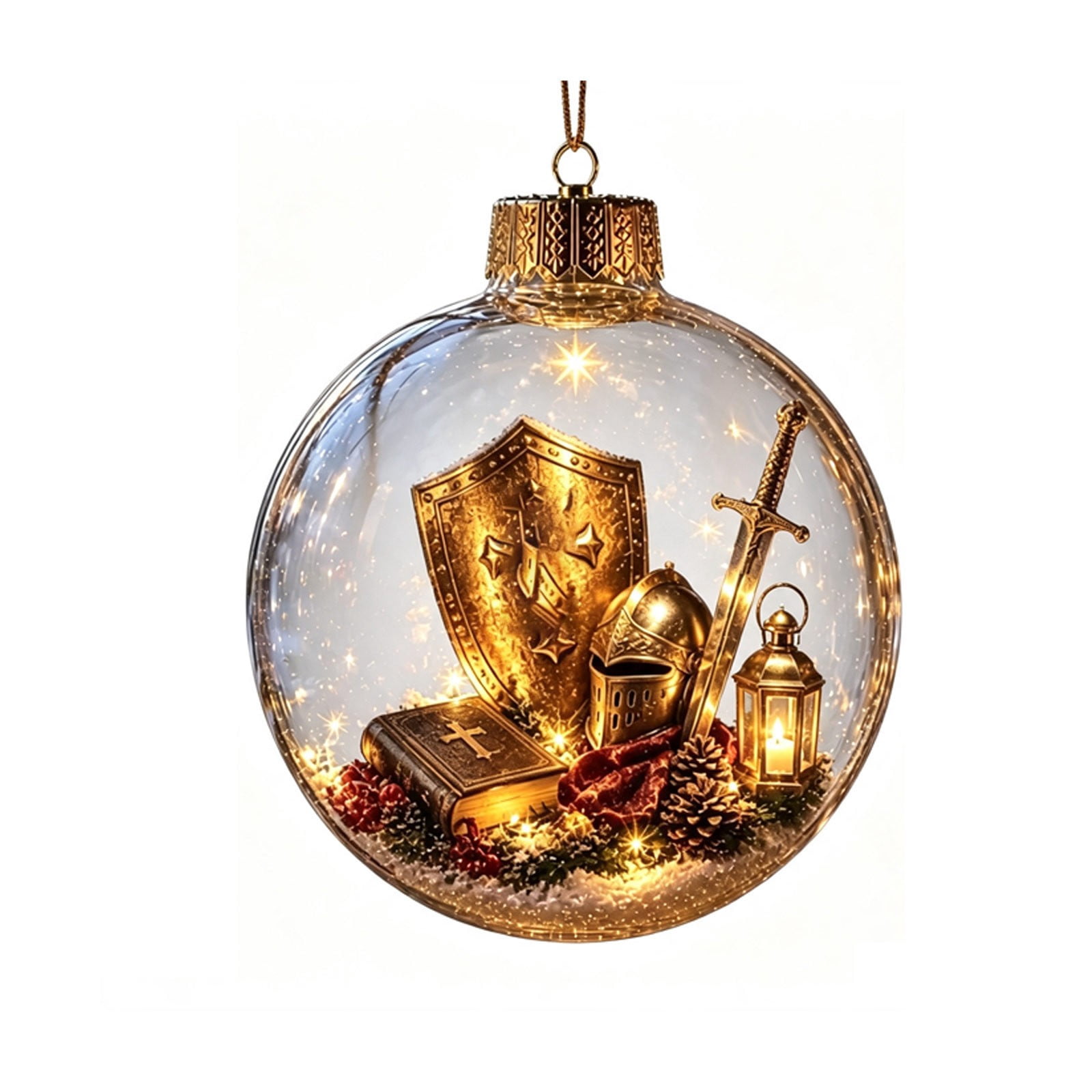 Knight Armor Christmas Ornament, Golden Shield Sword Lantern Hanging ...