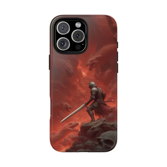 Knight Battling Hydra Dragon Scene Case for iPhone 17 through 11 Pro Max