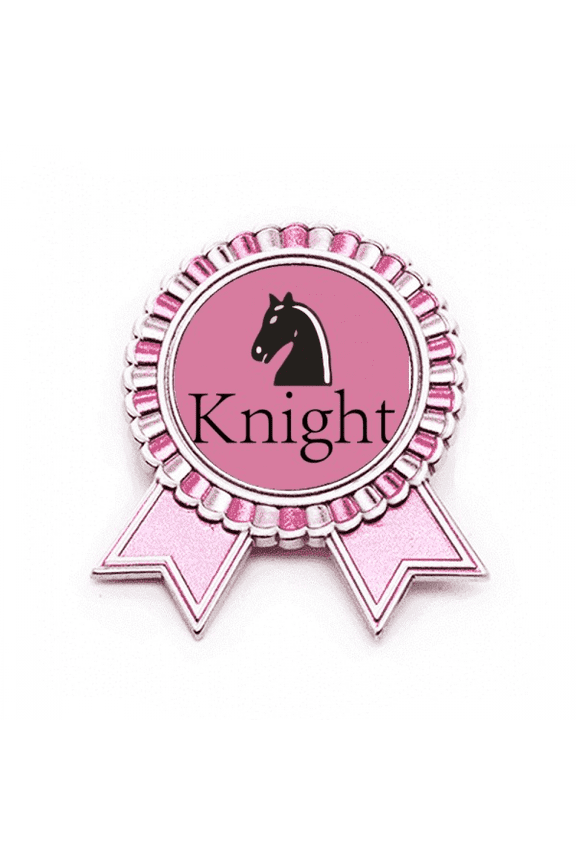 Knight Black Word Chess Game Badge Brooch Pin Pink Winner Award Medal