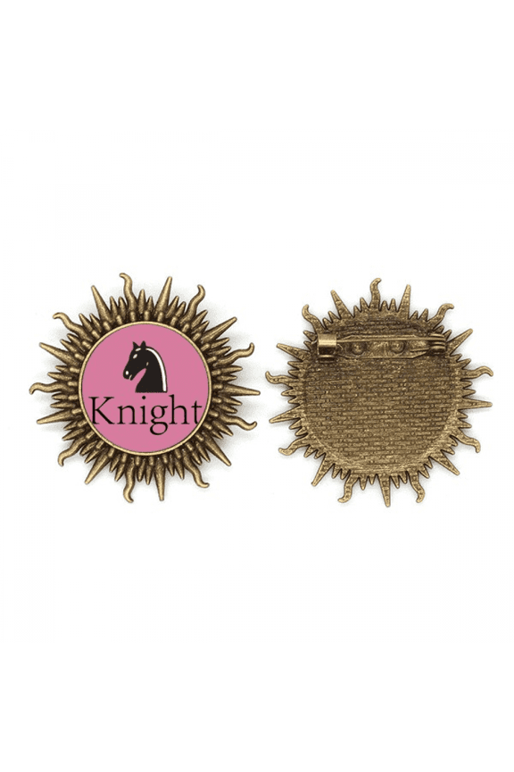 Knight Black Word Chess Game Metall Sonne Brosche Haken Pin
