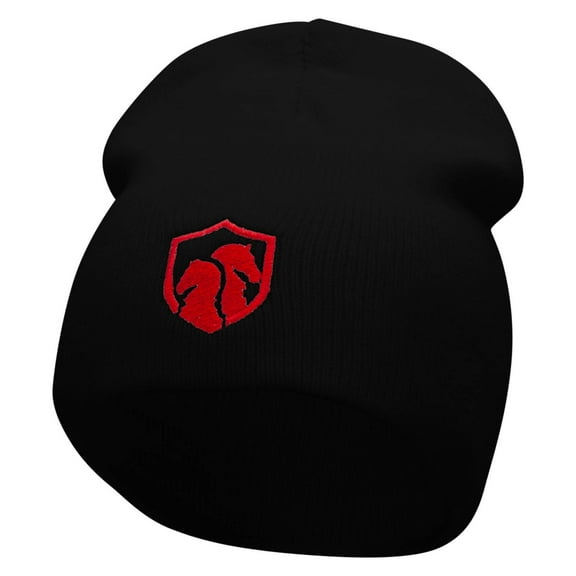 Knight Chess Embroidered 8 Inch Short Beanie - Black OSFM