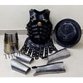 thumbnail image 1 of Knight Crusader Medieval Helmet & Arm Leg Guard Unique Style Black Muscle Jacket & Shield Costume, 1 of 1