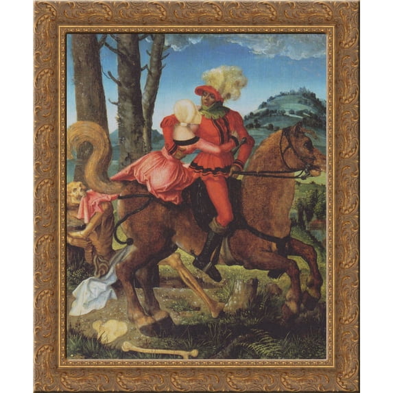 Knight, Death and girl 24x20 Gold Ornate Wood Framed Canvas Art by Hans Baldung