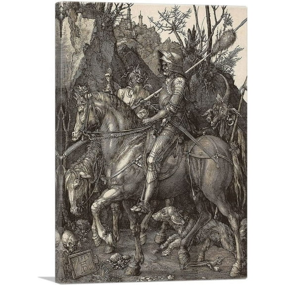 Knight, Death and the Devil Canvas Art Print Stretched Unframed Painting Picture Poster Giclee Wall Decor by Albrecht Durer