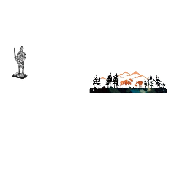 Knight Deer Sculpture Desktop Figurine Boho Metal Craft Material for Home Office Living Room Decor