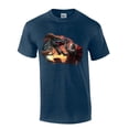 thumbnail image 1 of Knight Fighting Dragon House of Dragon Moonlight Mens Short Sleeve T-shirt Graphic Tee-Heather Navy-5xl, 1 of 4