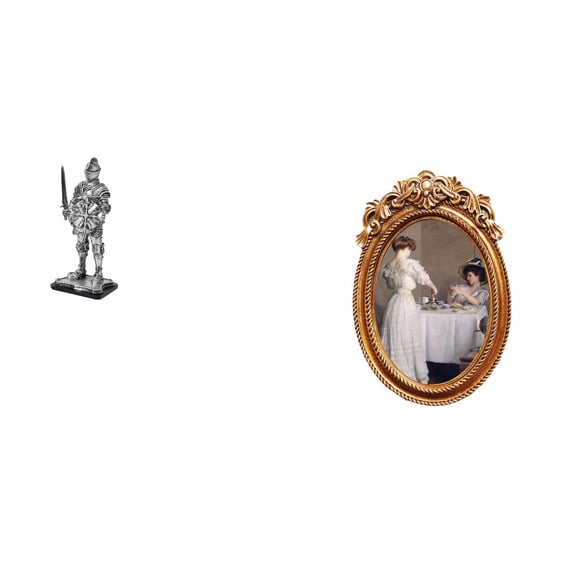 Knight Figurine Photo Frame Tabletop Ornament Resin Material Decorative for Office Desk Entryway Shelf Bedroom