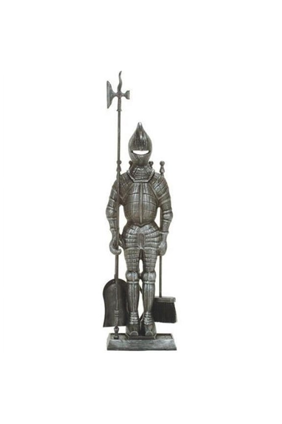 Knight Fireplace Tool Set, Pewter - 5 Piece