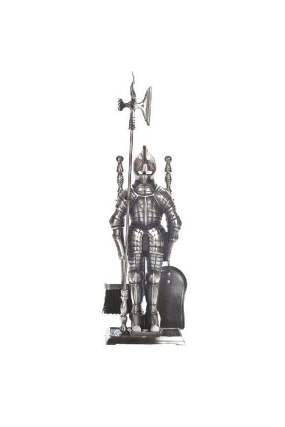 Knight Fireplace Tool Set, Pewter - 5 Piece