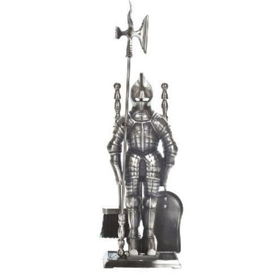 Knight Fireplace Tool Set, Pewter - 5 Piece