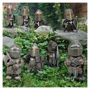 Knight Gnomes Guard 1/8pcs Resin Desktop Ornament Sculpture Soldier Miniature Figure Collection Home Decor-1set (8pcs)