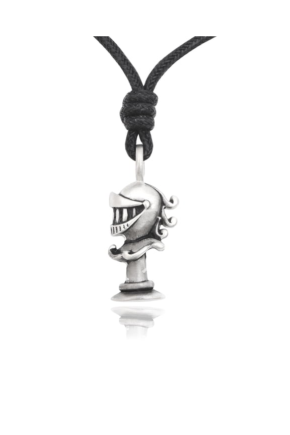 Knight Medieval Armour Silver Pewter Charm Necklace Pendant Jewelry With Cotton Cord