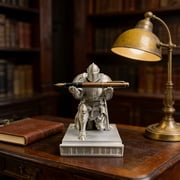 Knight Pen Holder Desk Organizer Decorative Stand, Creative Office Desktop Storage for Pens Makeup Brushes, Unique Figurine Pencil Holder Home Office Desk Decor