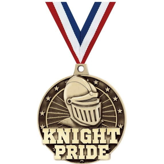 Knight Pride Medals, 2" Gold Diecast Knight Pride Medal Award 100 Pack