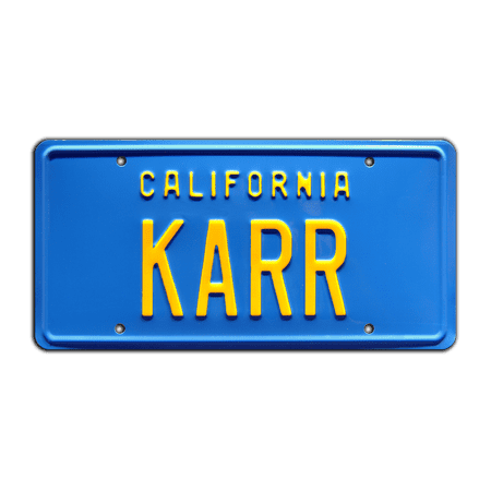 Knight Rider | Knight Automated Roving Robot's '82 Trans Am | KARR | Metal Stamped Replica Prop License Plate