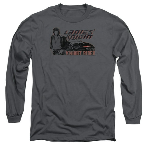 Knight Rider Ladies Knight Long Sleeve Adult 18/1 T-Shirt Charcoal