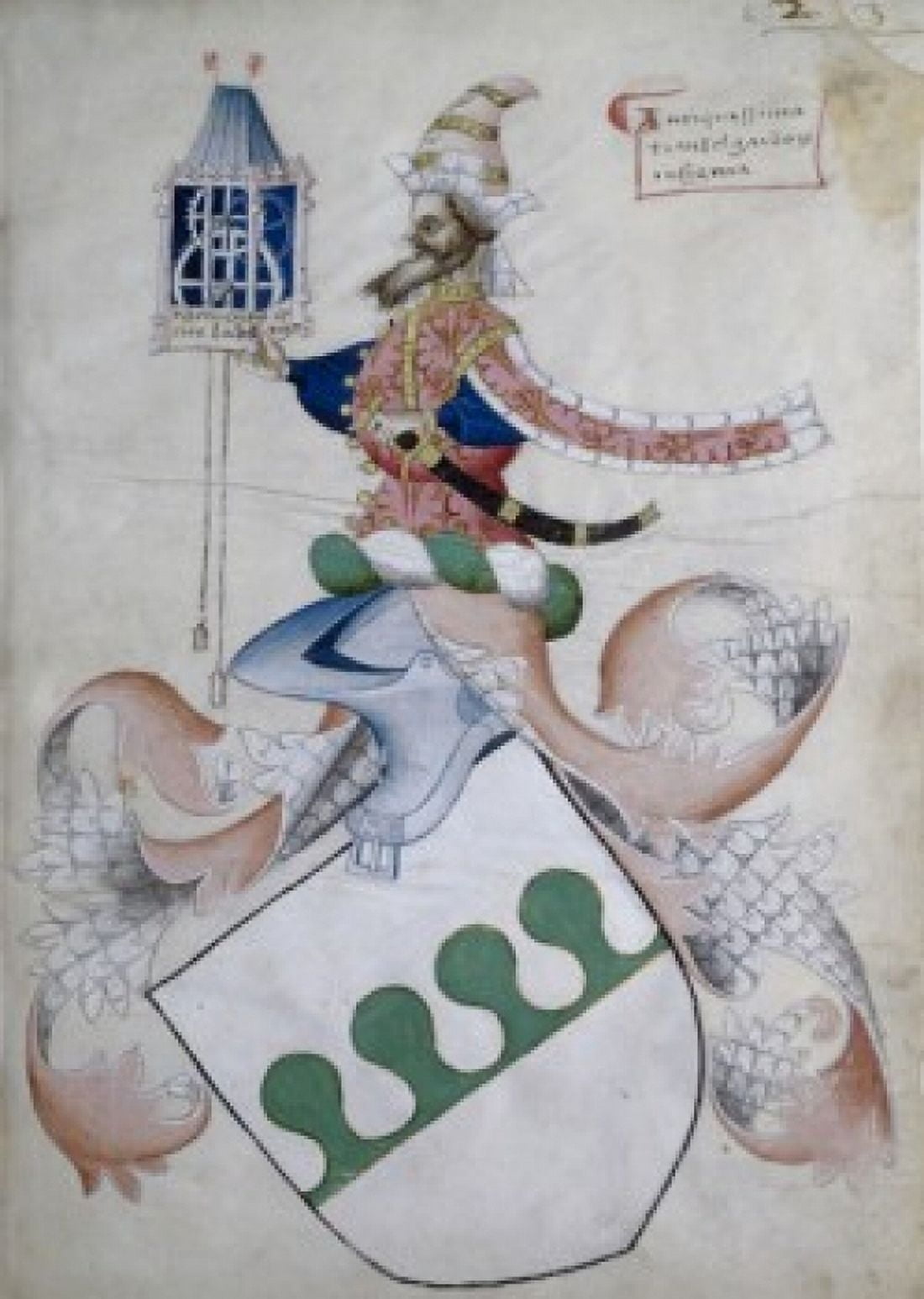Knight Riding on a Green and White Shield Capodilista Codex Manuscript Illumination  Biblioteca Civica Padua Canvas Art -  (24 x 36)