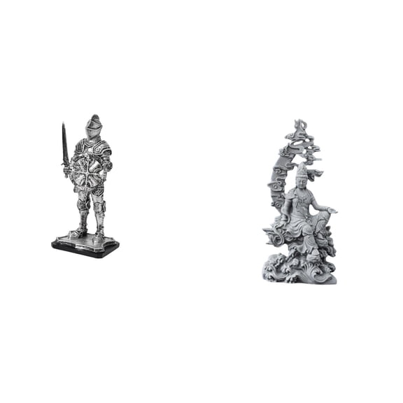 Knight Sculpture Guan Yin Figurine Collectible Resin Artwork for Living Room Desk Entryway Decoration