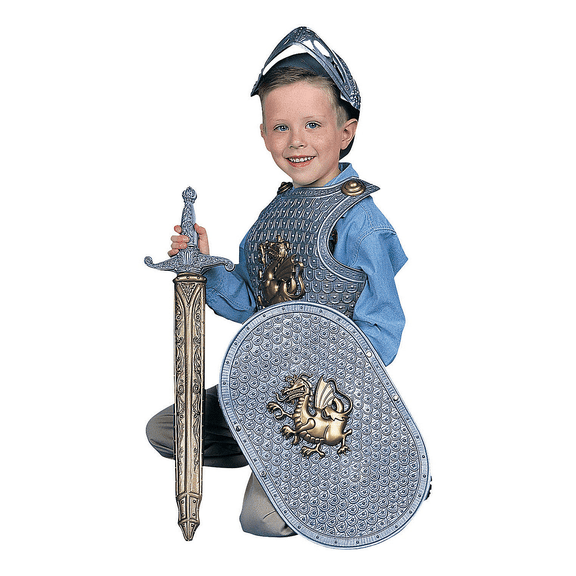 Fun Express Knight Apparel Accessories Halloween Costume Accessories, with Helmet, Chest Piece, Shield and Sword (5 Piece) Set