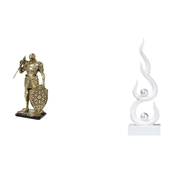 Knight Statue Abstract Fire Sculpture Desktop Figurine Resin Material for Office Desk Living Room Decor