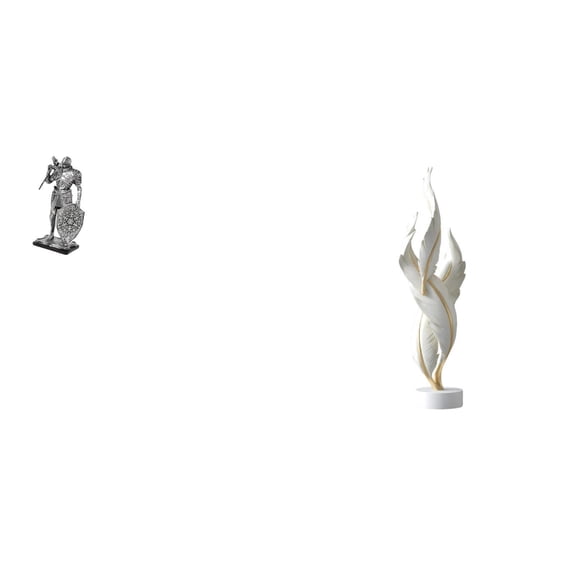 Knight Statue Feather Figurine Sculpture Resin Craftwork for Modern Home Office Fireplace Display