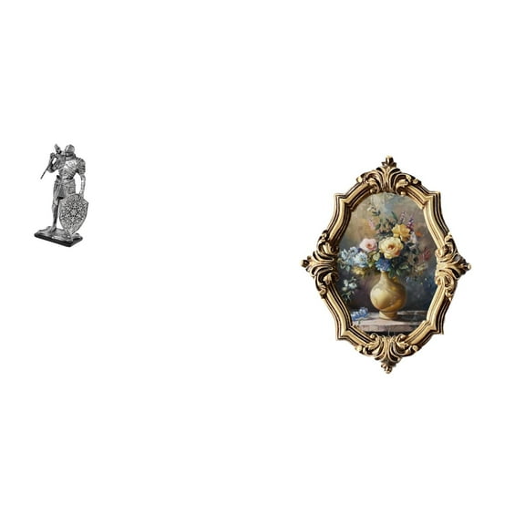 Knight Statue Figurine Sculpture Photo Frame Resin Material for Office Desk Table Home Display Decor