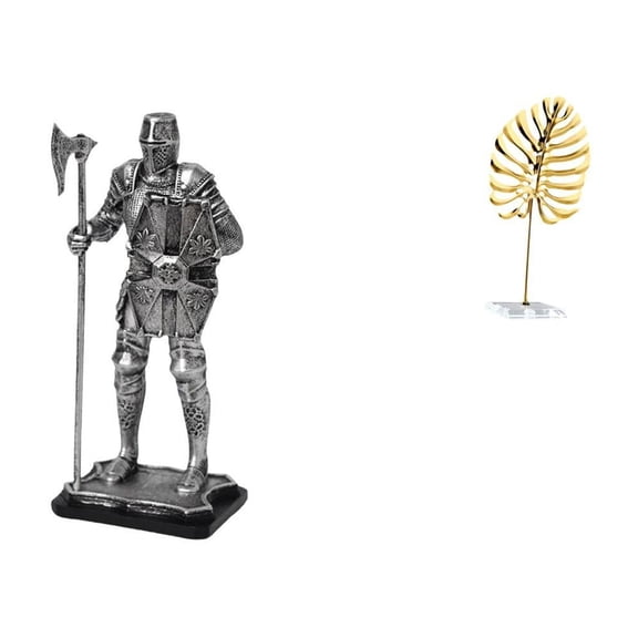 Knight Statue Leaf Sculpture Art Crafts Collectible Resin Material for Bedroom Desk Ornament