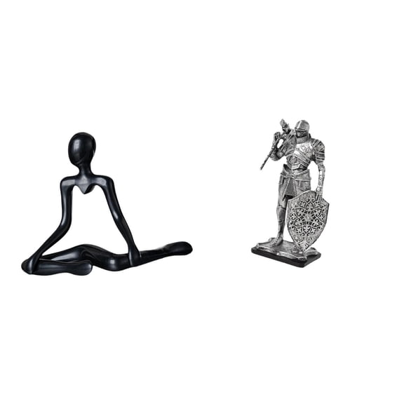 Knight Statue Thinker Figurine Abstract Sculpture Resin Craft Gift for Living Room Office Decor