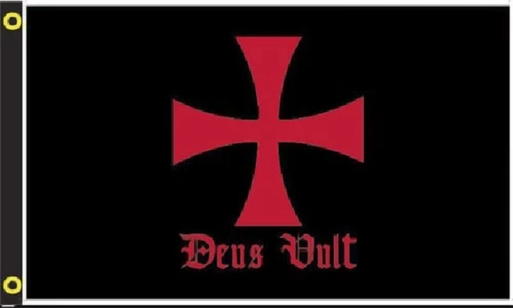 Bandiera 3x5 Piedi - Avvoltoio Cavaliere Templare Deus Vult - Tessuto Nylon Resistente